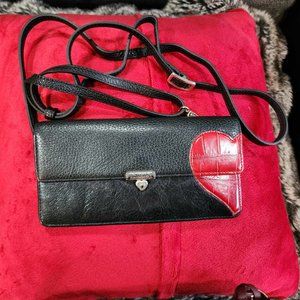 Brighton leather wallet with crossbody strap
